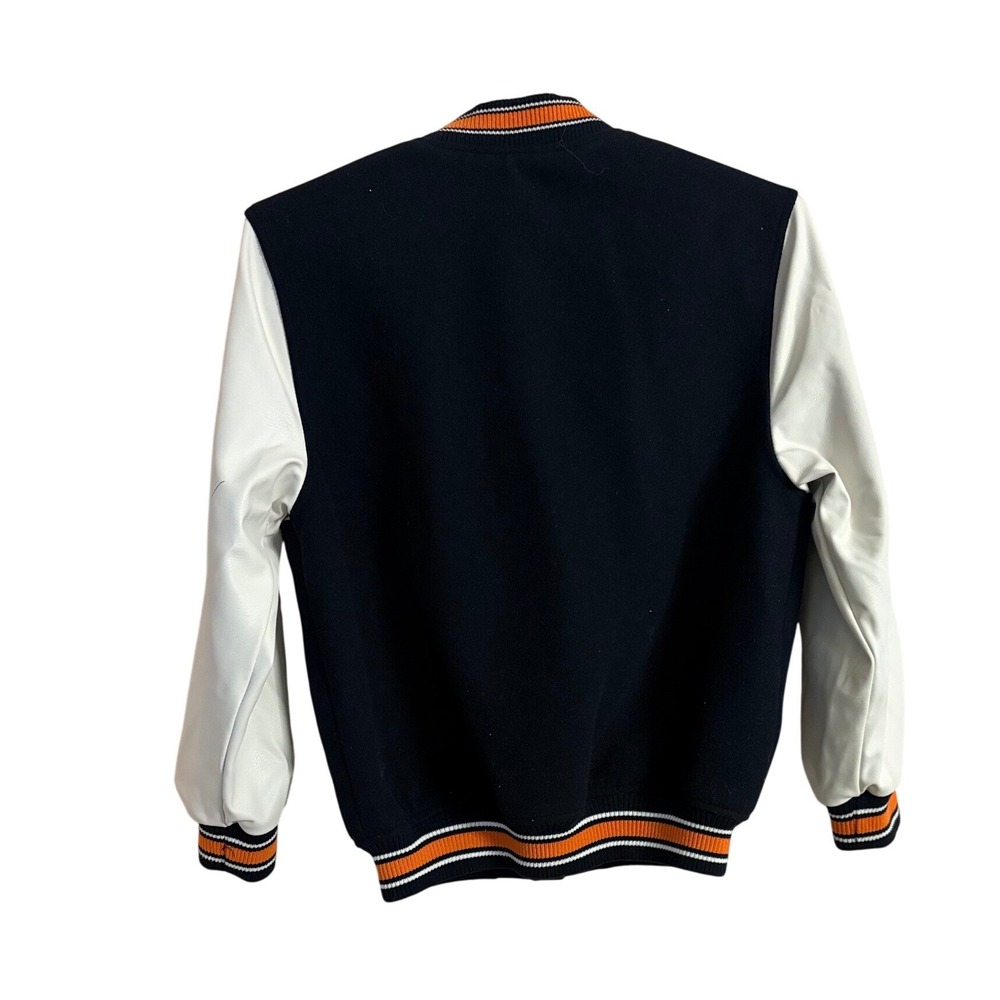 HM Stranger Things Hawkins High Varsity Jacket Navy Blue White Orange Large H - Picture 3 of 8